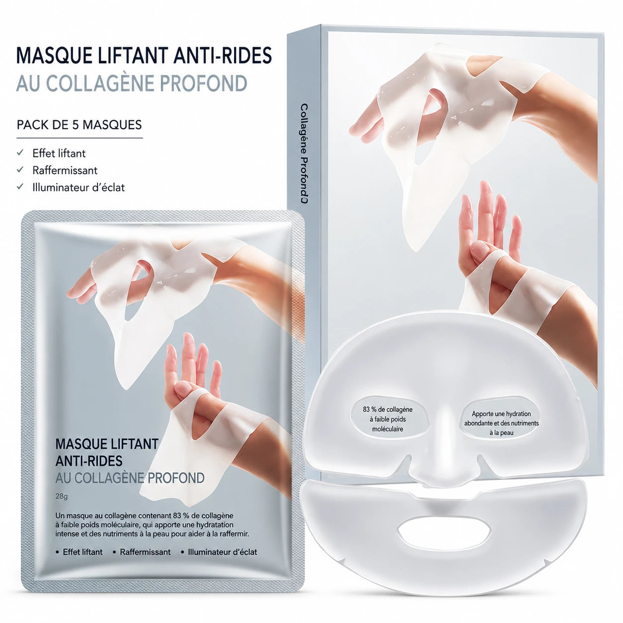 Pack de 5 masques au collagène